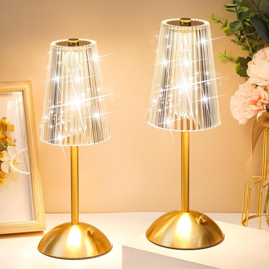 Liliful 2 Pcs Cordless Table Lamp Rechargeable Touch LED Small Gold Portable Battery Operated USB-c Desk Lamp 3 Color Dimmable for…