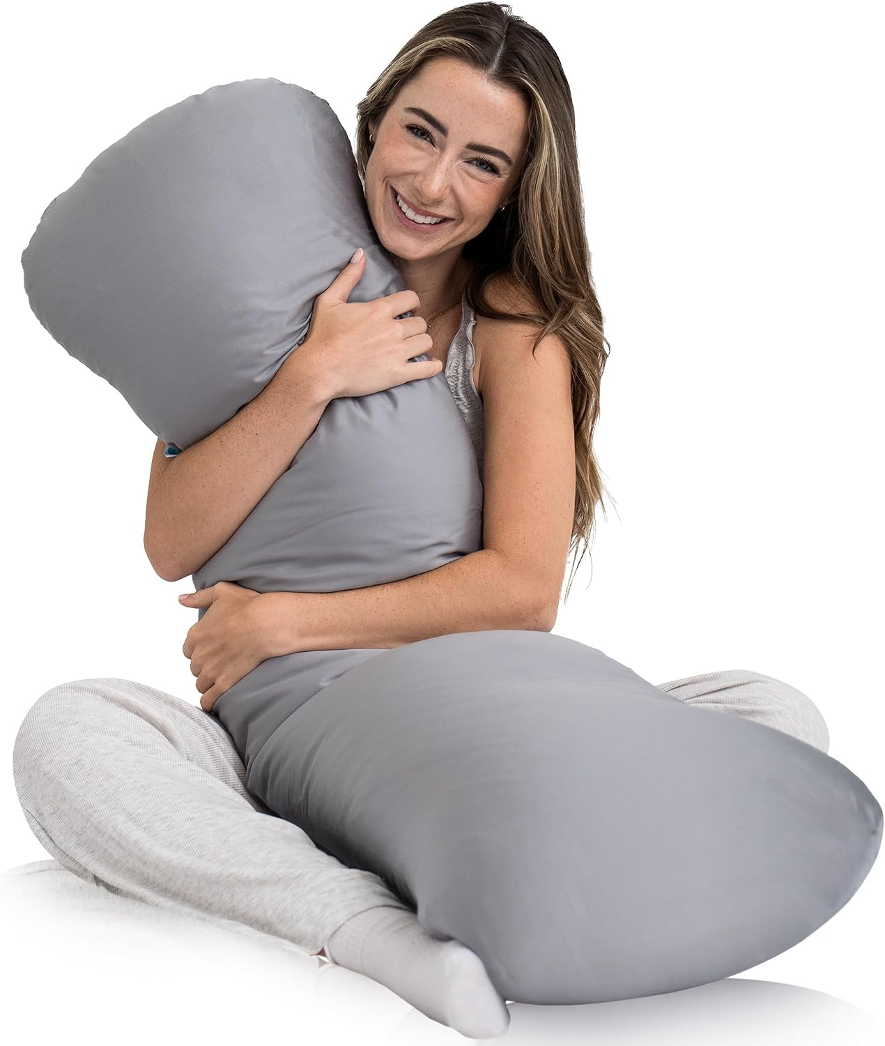 SleepCloud Weighted Body Pillow 8lbs - Weighted Pillow for Deeper Sleep (48" x 14") - Cooling Body Pillows for Adults, Full Body Pillow…