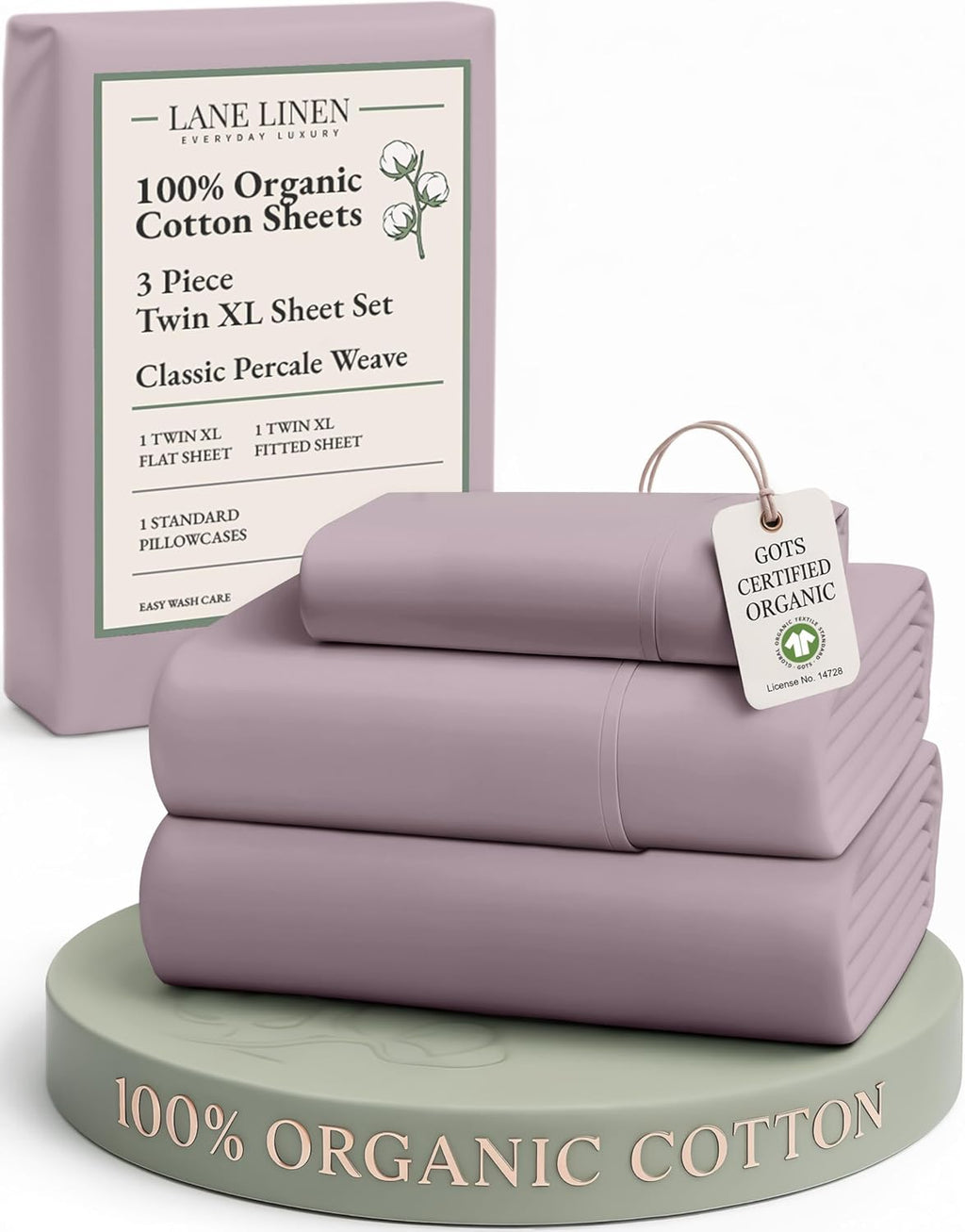 LaneLinen LANE LINEN 100% Organic Cotton reusable Extra Large Twin Sheets for Hospital Bed, Fully Elasticized Reinforsed Seams in Fitte…