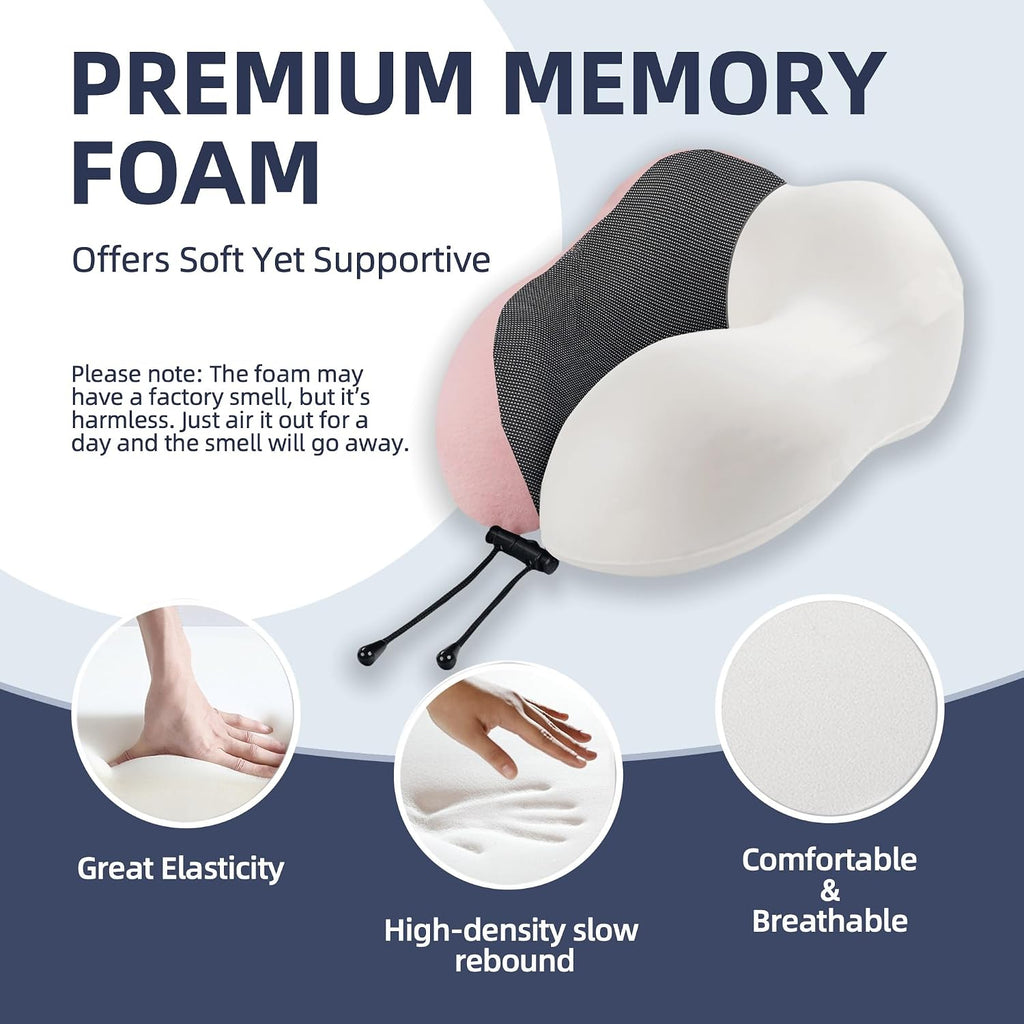 Travel Pillow with Extra Large Hood for Airplane Long Flights Privacy and Comfort Memory Foam with Velvet Cover for Road Trip Head&Neck…
