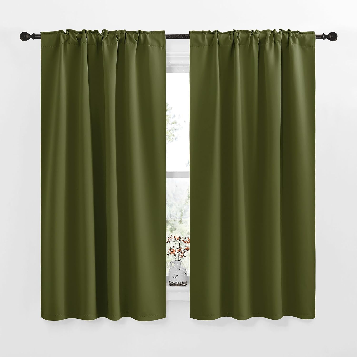 NICETOWN Blackout Curtain Panels for Living Room - (Olive Green Color) 42x63 Inch, 2 Panels Set, Thermal Insulated Room Darkening…