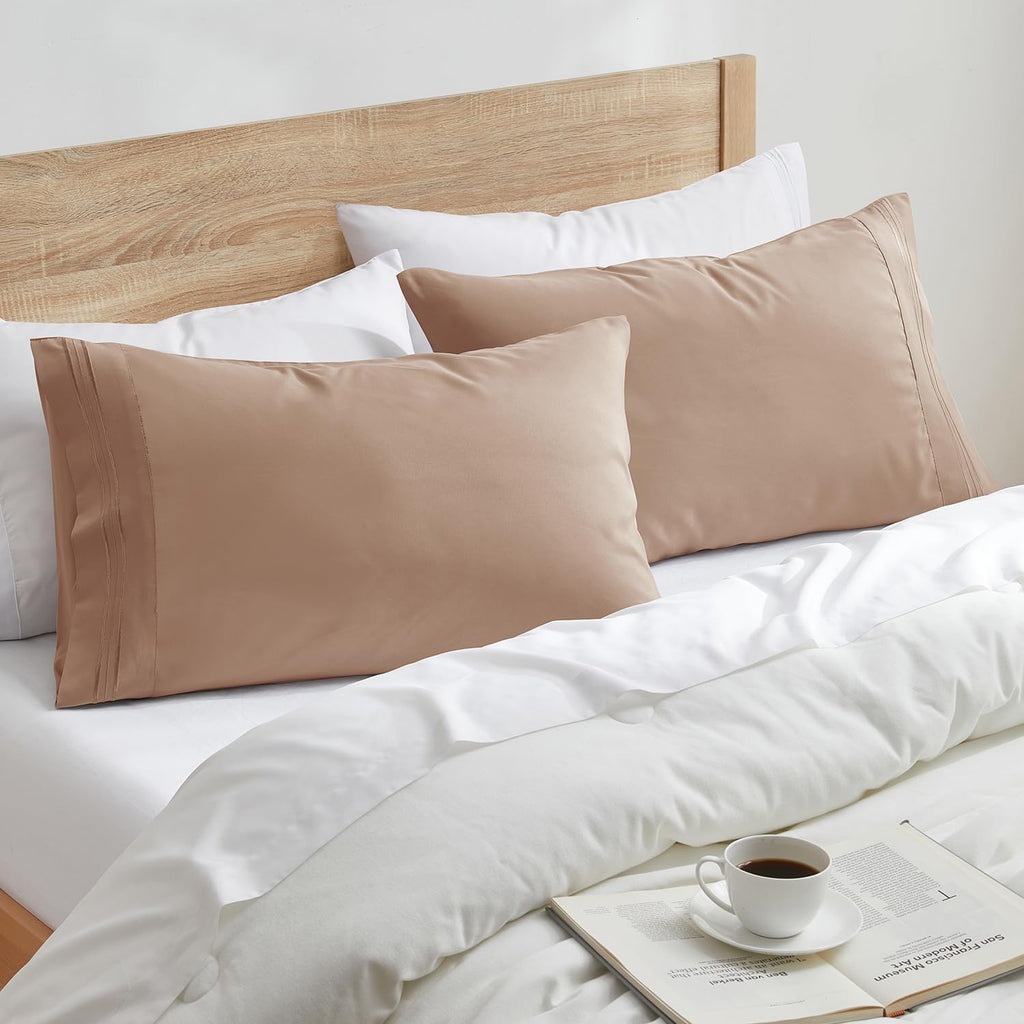 Nestl Taupe King Pillow Cases 2 – Soft King Size Pillow Case, 1800 Brushed Microfiber Pillowcases, Envelope Closure Pillowcase, King Pillow…