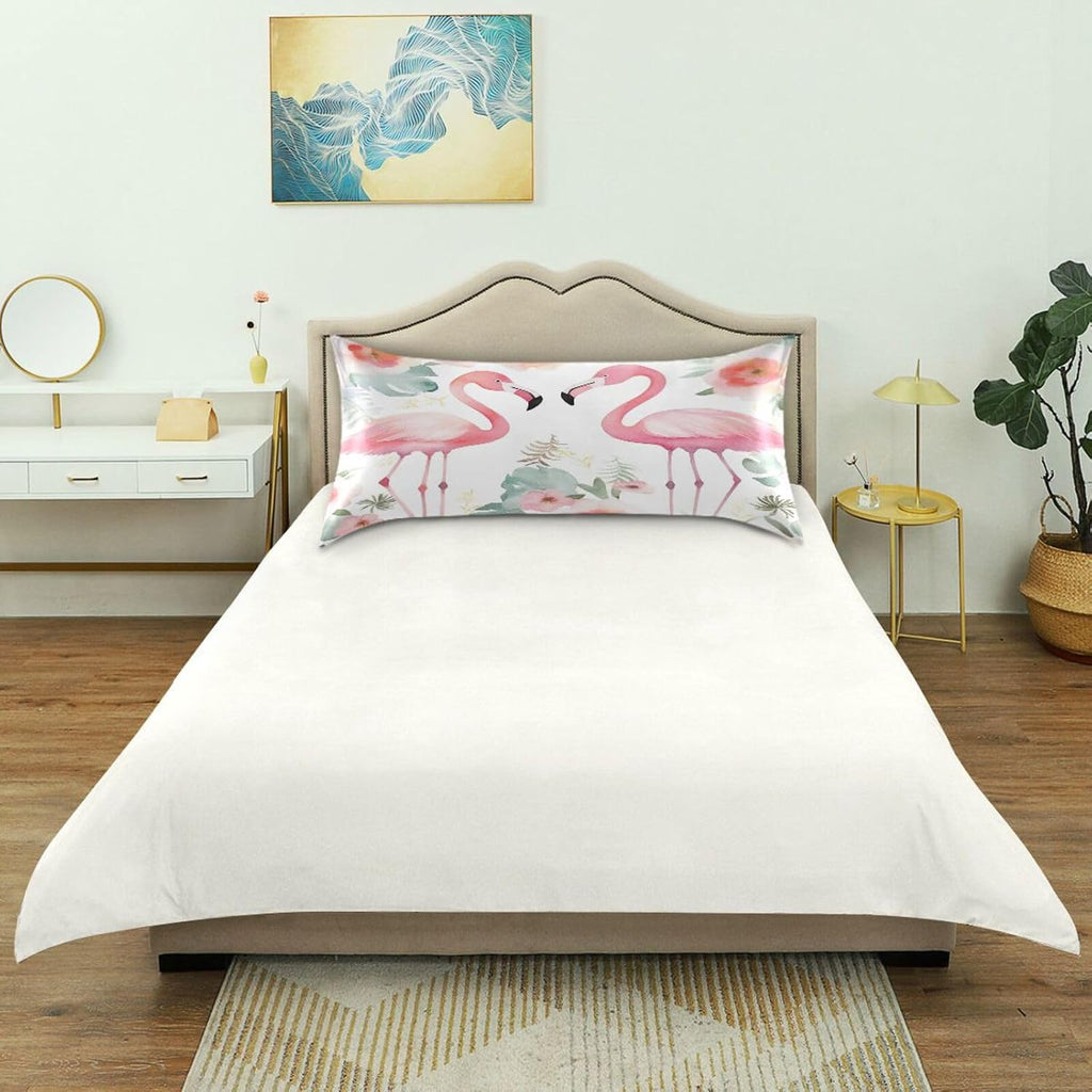 YETTASBIN Floral Flamingos Satin Pillowcase, Soft Breathable Silk Pillow Case with Envelope Closure for Hair and Skin, Standard Size 26 x…