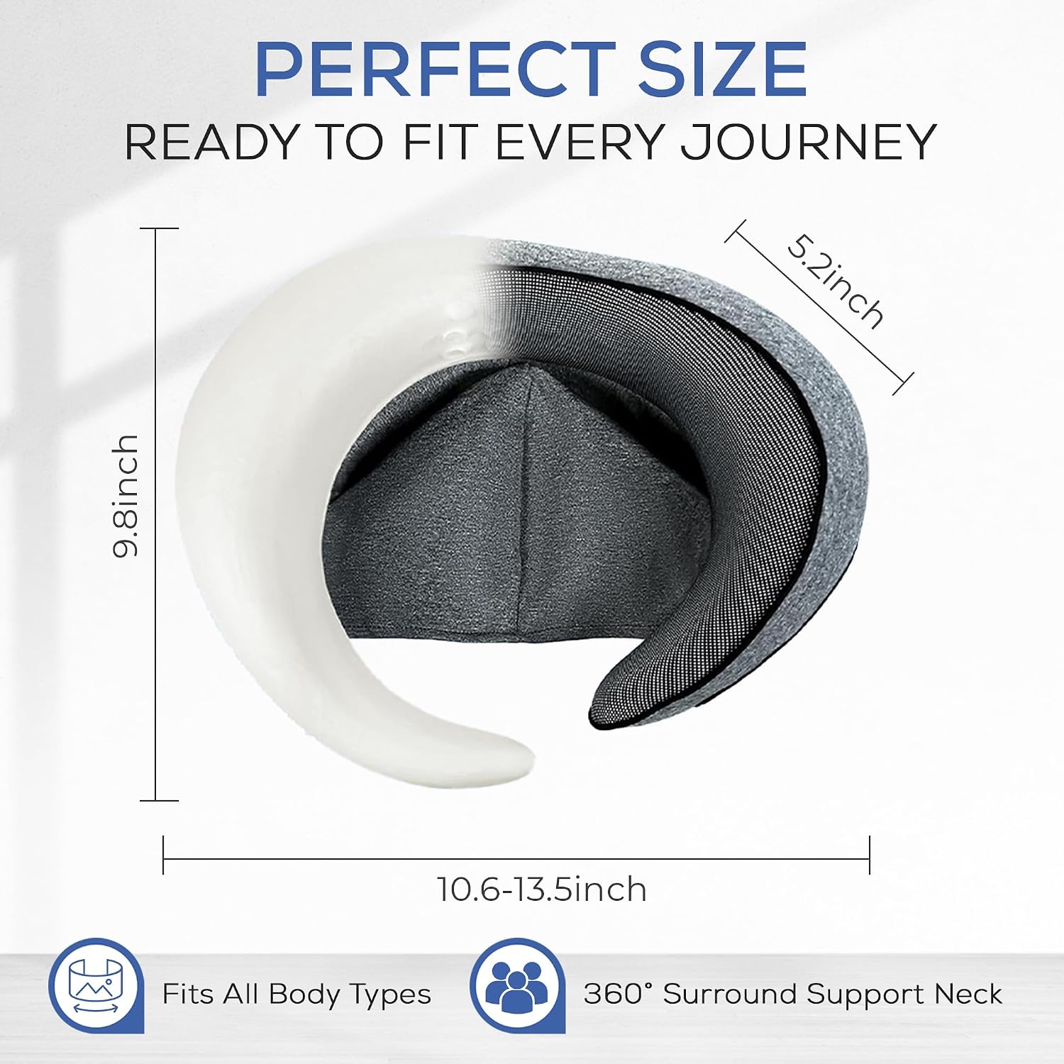 Travel Neck Pillows for Airplanes – Sleep Comfortably on Long Flights, Roadtrips, Home or Office. All-in-One Travel Sleep Kit with Hood…