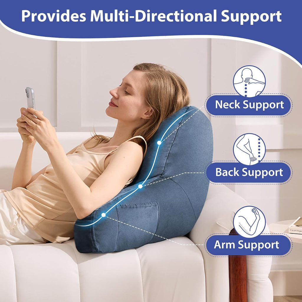 Iaseahk Back Pillow for Bed Sitting Up, Reading Pillows for Beds, Bed Pillow for Sitting up, Backrest Pillows with Arms for Adult, Filled w…