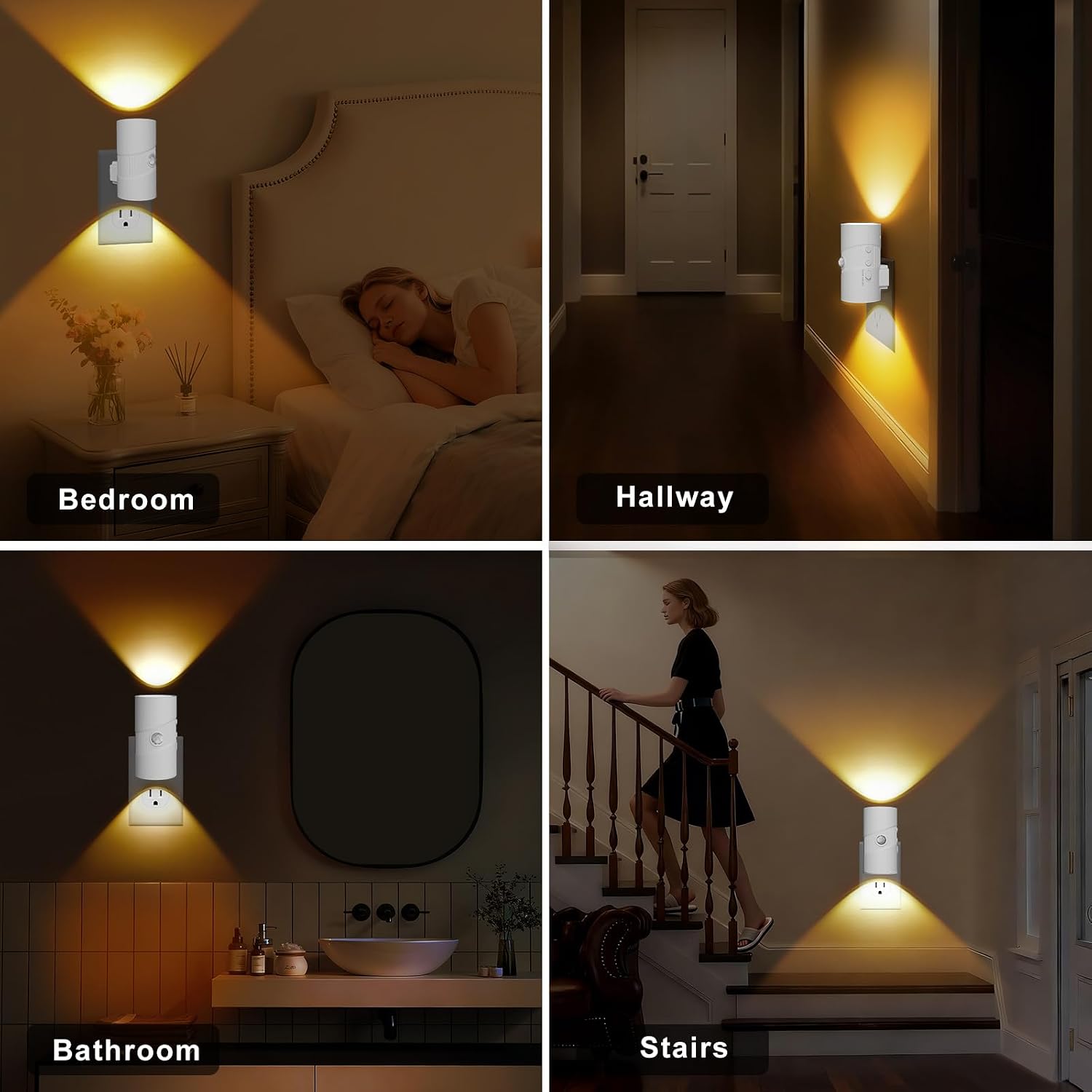 easuntec Motion Sensor Light Indoor, Night Lights Plug into Wall, Motion Sensor & Dusk to Dawn Sensor, 3 Light Modes, Dimmable Night Light…