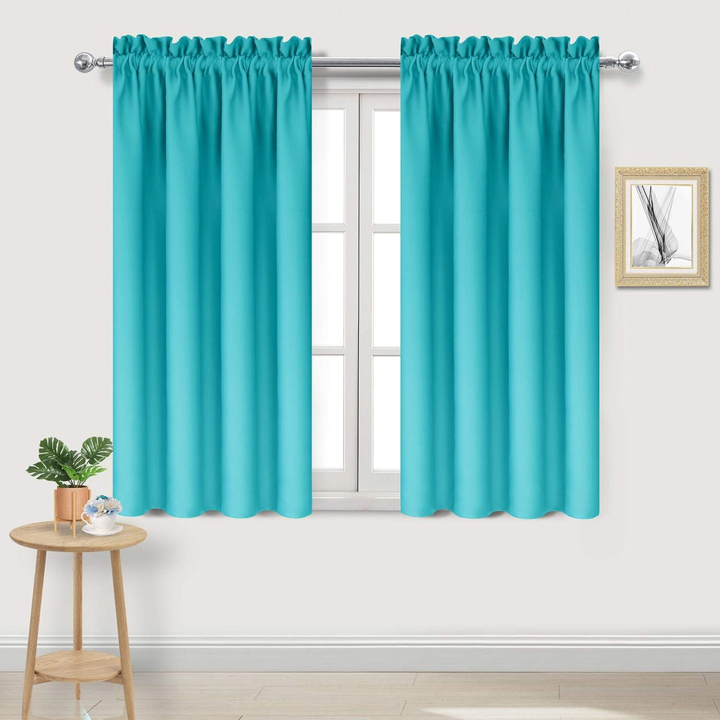 Dwcn Turquoise Blackout Curtains for Bedroom – Rod Pocket Thermal Insulated Energy Saving Drapes for Living Room and Bedroom, W 38 x L 54 I…