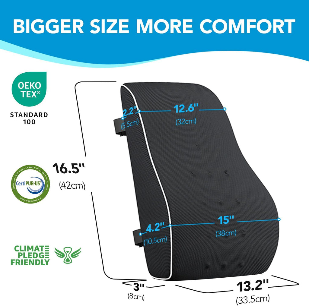 Qutool Lumbar Support Pillow for Office Chair, Office Home Essentials, Gifts for Mom, Dad, Back Support Pillow for Car, Chair Cushions, Back I…