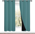 Nicetown 100% Blackout Window Curtain Panels, Sea Teal, 2 Pieces, 42-inch Wide Per Panel, Full Light Blocking Drapes with Black Liner for N…