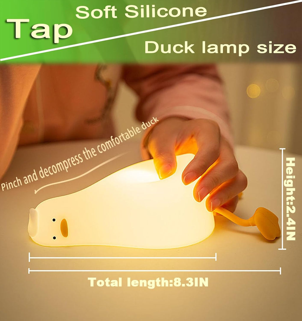 DREAMING MY DREAM Cute Duck Night Light, Rechargeable Fun Lying Flat Duck Lamp, LED Squishy Animal Novelty Lamp, Light up Duck for Kids…