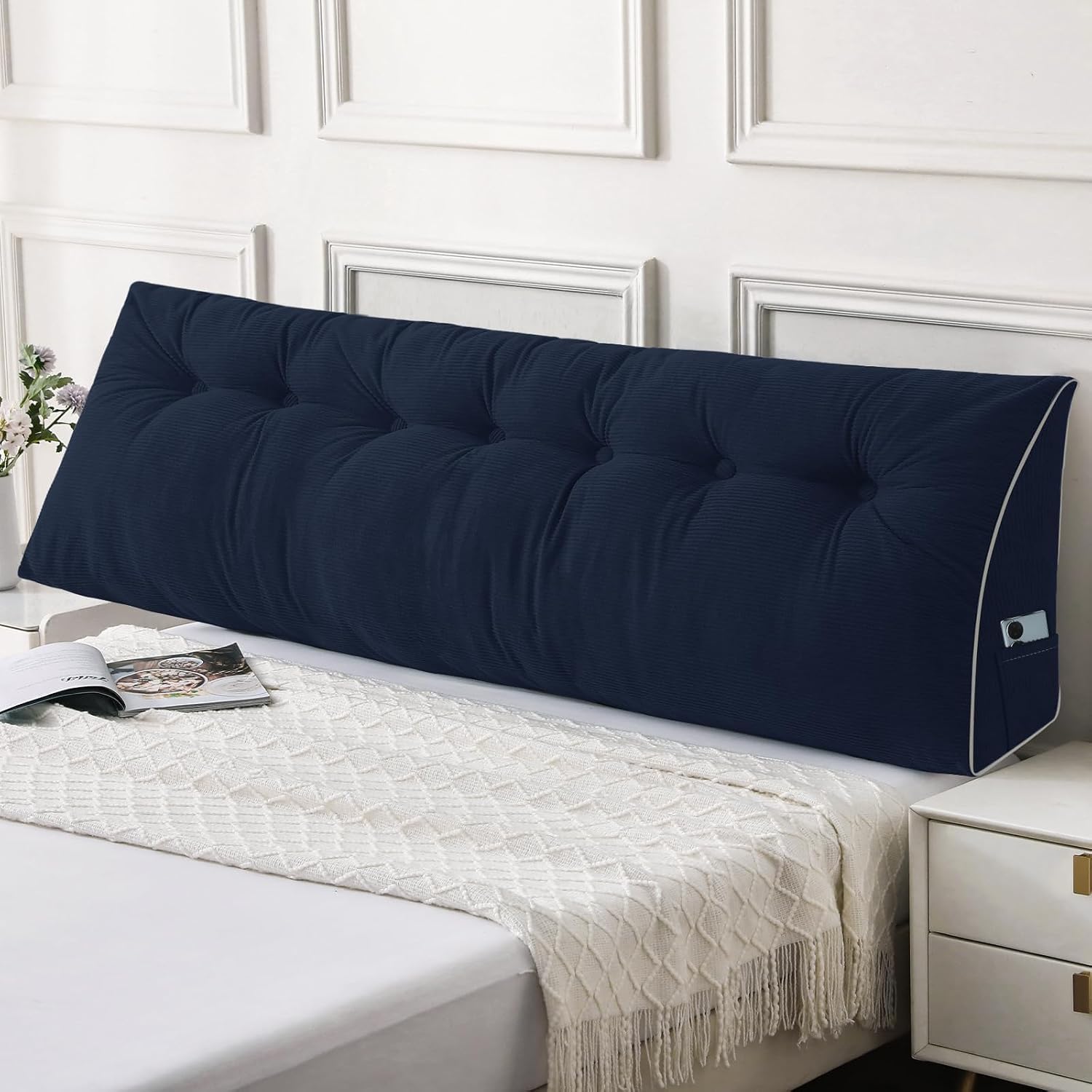 Sasttie Headboard Pillow King, Wedge Pillow Headboard for Sitting Up in Bed, Back-Rest Support Triangular Cushion for Reading - Features Re…