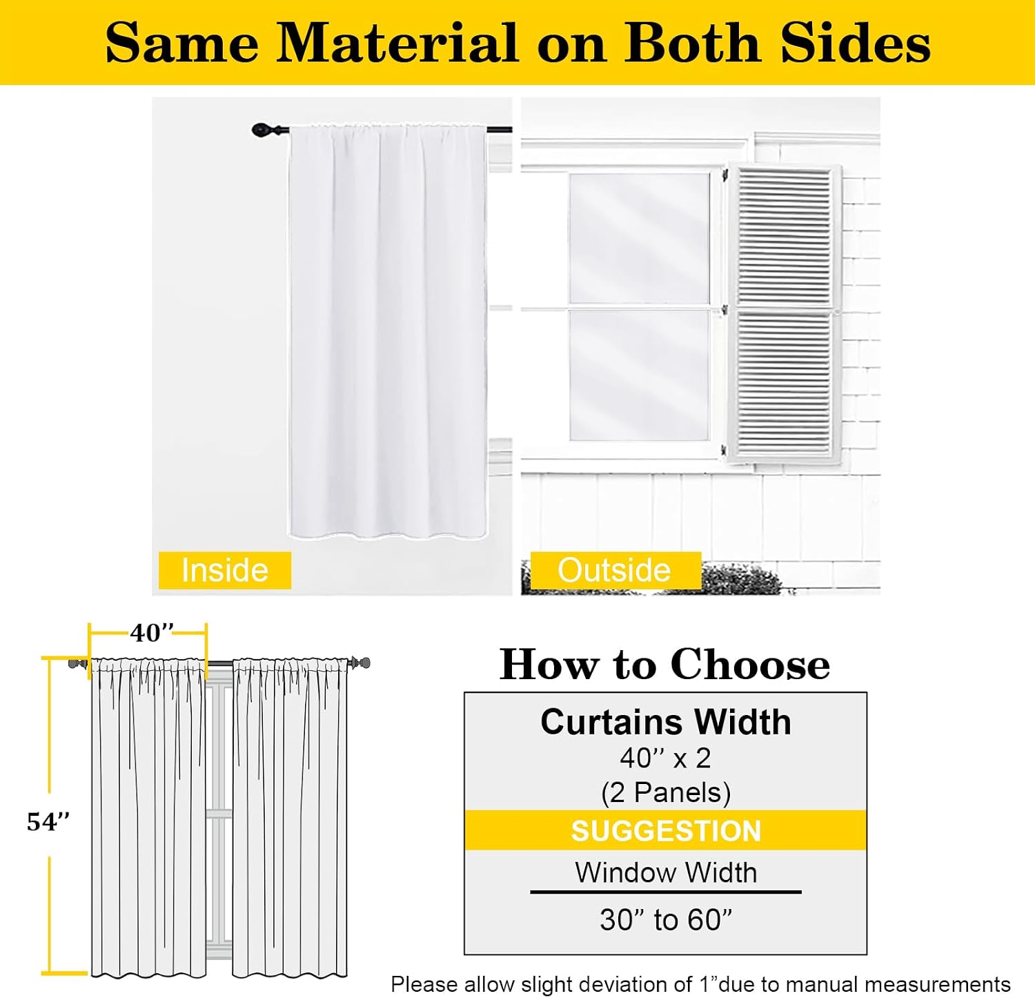 WelvetBLK White Curtains for Bedroom Living Room 54 Inch Length 2 Panels Set, Soft Solid Thermal Insulated Light Filtering Curtains Drapes,…