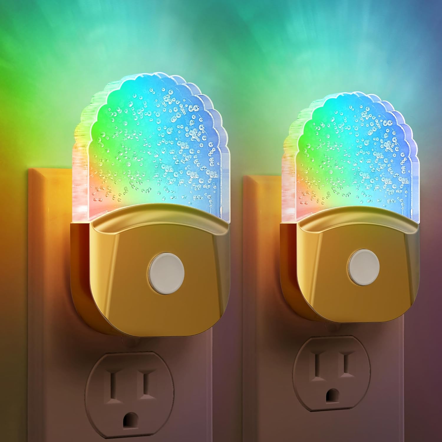 Briignite Night Lights Plug into Wall, 2 Pack, 8 Color Changing Night Light Room Decor, RGB LED Nightlight witih Dusk to Dawn Sensor for…