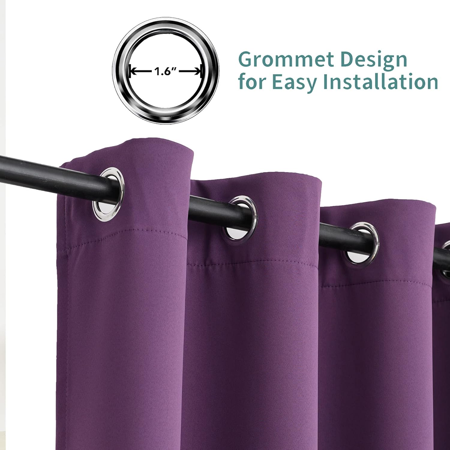Pickluc Purple Blackout Curtains with Grommet 84 Inches Long 2 Panels, Light Blocking Window Drapes for Living Room, Thermal Insulated, Noi…