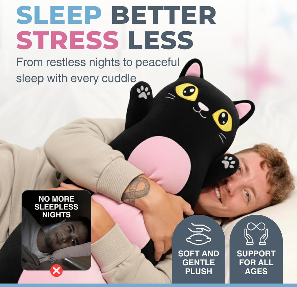 CuddlePaws Cuddle Paws Black Cat Plush Body Pillow for Kids | Long Stuffed Animal Cuddle Pillow | Soft Hugging Toy | Plushie Gift for Girls…
