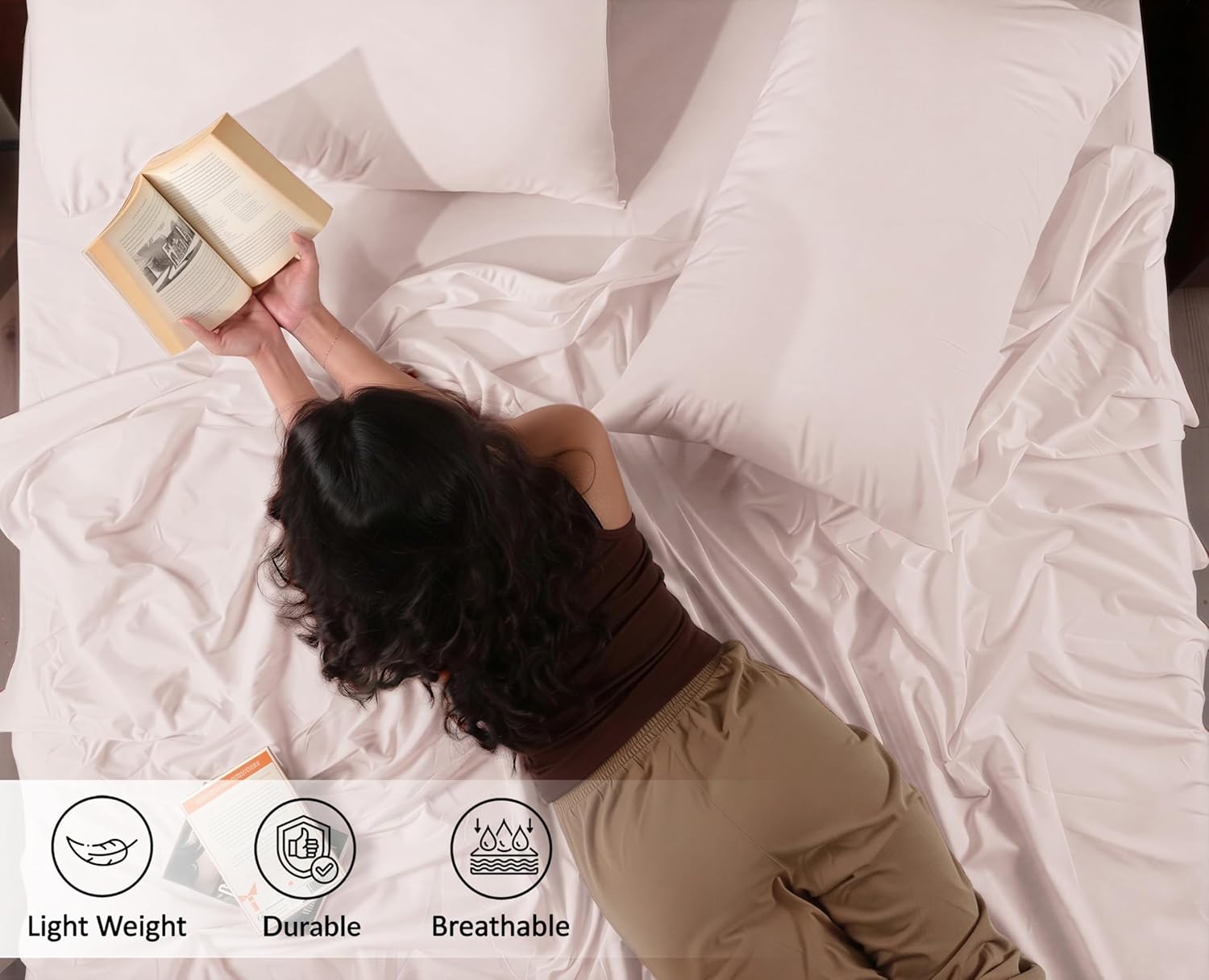 Ruvanti 100% Cotton Percale Sheets Queen Size 6 Piece Set, Cooling Bed Sheets for Hot Sleepers, Deep Pocket 16”, Breathable Lightweight & D…