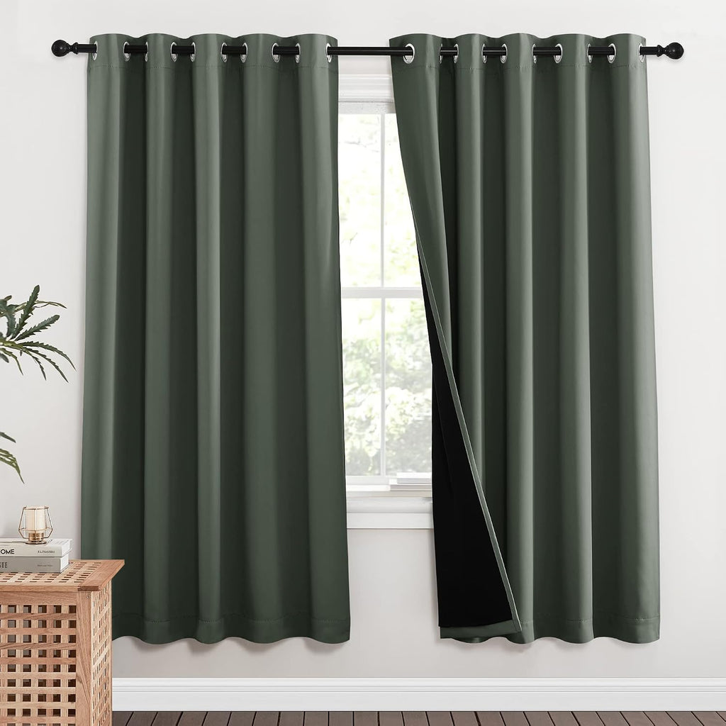 Nicetown 100% Blackout Window Curtain Panels, Full Light Blocking Drapes with Black Liner for Nursery, 72-inch Drop Thermal Insulated Drape…