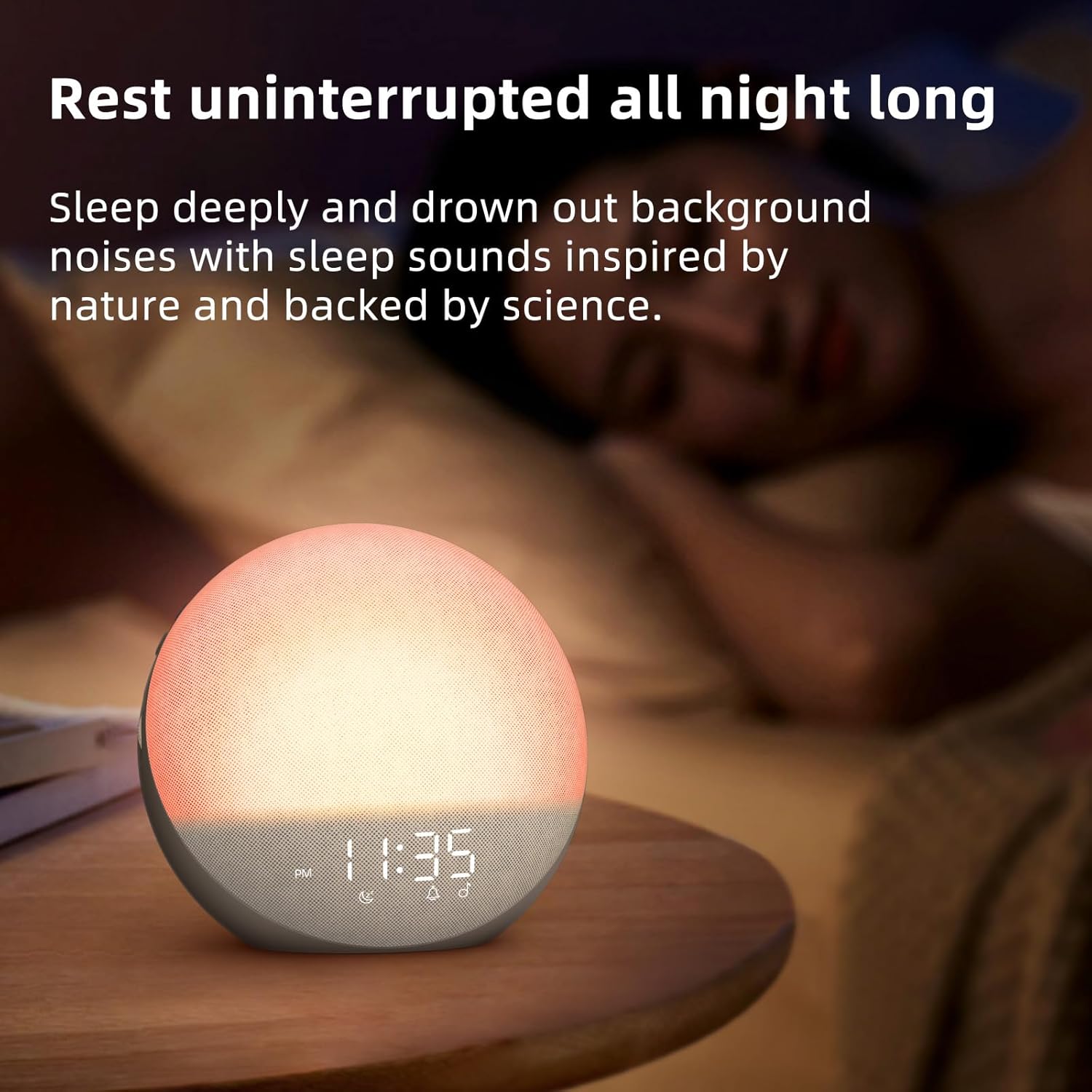 Odokee Sunrise Alarm Clock White Noise Machine: Natural Wake Up Light - Dimmable Clock with Bluetooth Speaker for Bedroom - 25 Sleep…