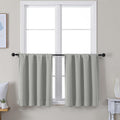 Simplebrand Ava Silver Grey Short 24 Inches Blackout Curtain 2 Panels Set, Half Window Rod Pocket Privacy Curtain Tiers for Kitchen, Curtai…