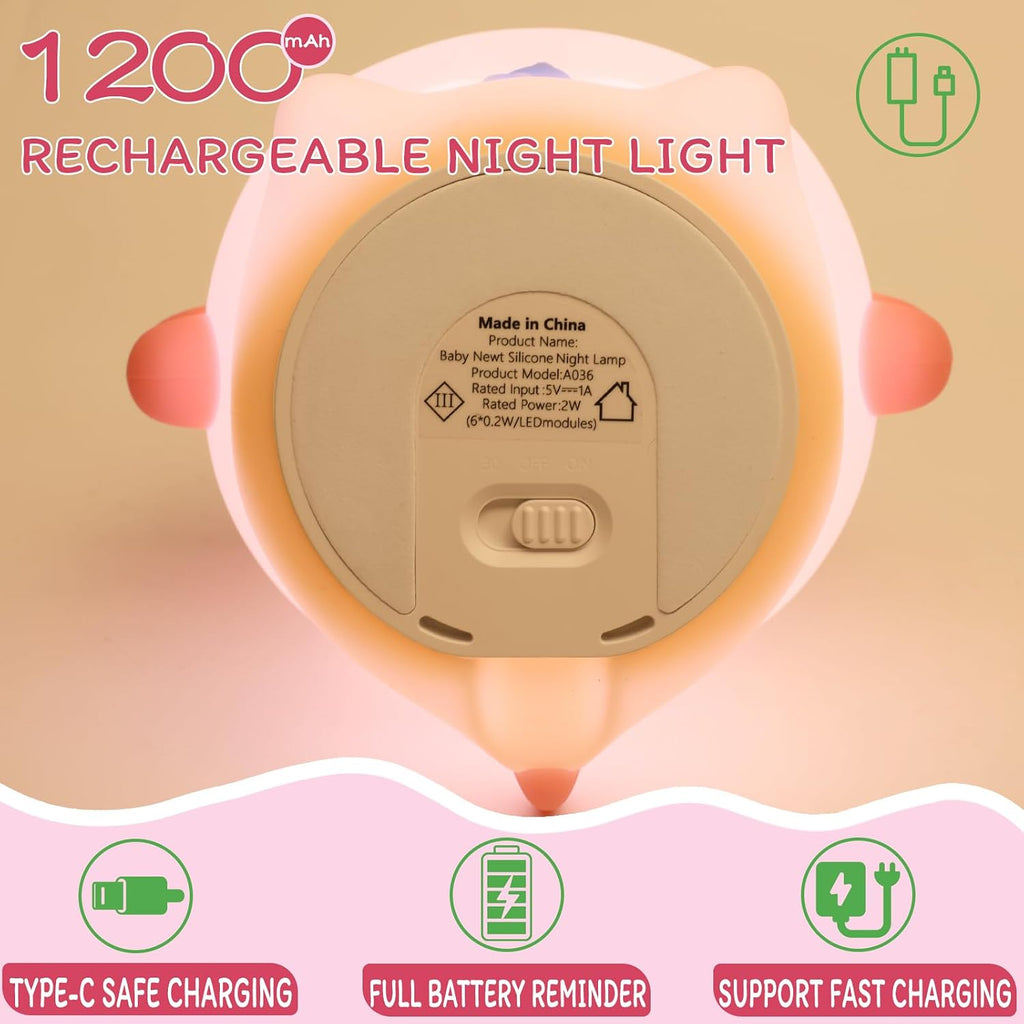 WelcometoMAGOHMT Axolotl Night Light for Kids - 3-Level Dimmer & Auto-Off Timer, Child-Safe Silicone Lamp, USB-C Rechargeable Nursery Light…