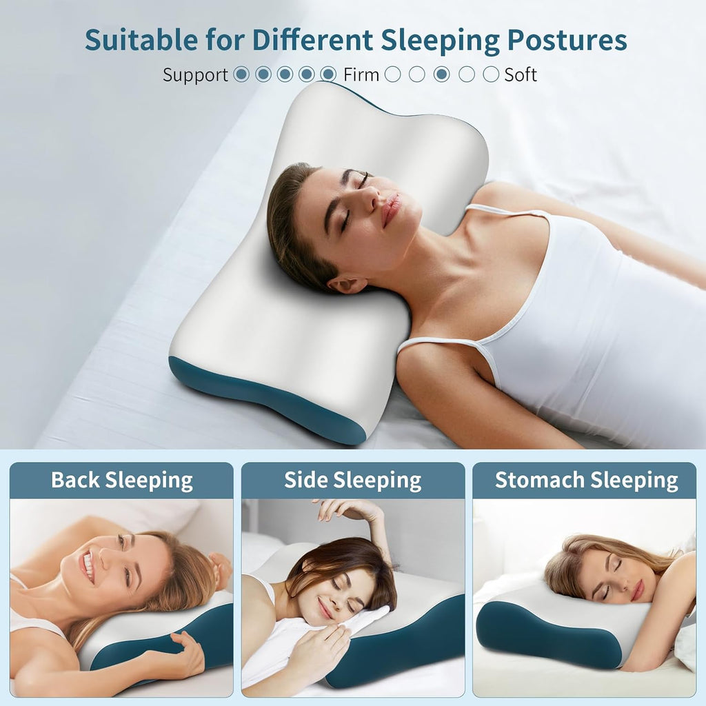 Polovo Cervical Neck Pillow for, Contour Memory Foam Pillows Ergonomic Pillow Orthopedic Cooling Pillow Bed Pillow Neck Support for Side B…