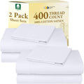 CaliforniaDesignDen California Design Den Pack of 2 Twin Cotton Sheets Sets - 400 Thread Count 100% Cotton Sateen - Soft and Breathable She…