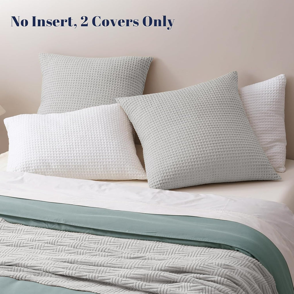 Phf Ultra Soft Waffle Weave Euro Shams Pillow Covers, No Filling, 2 Pack 26" x 26" Bed Cushion Covers, Breathable & Skin-Friendly Bed Pillo…