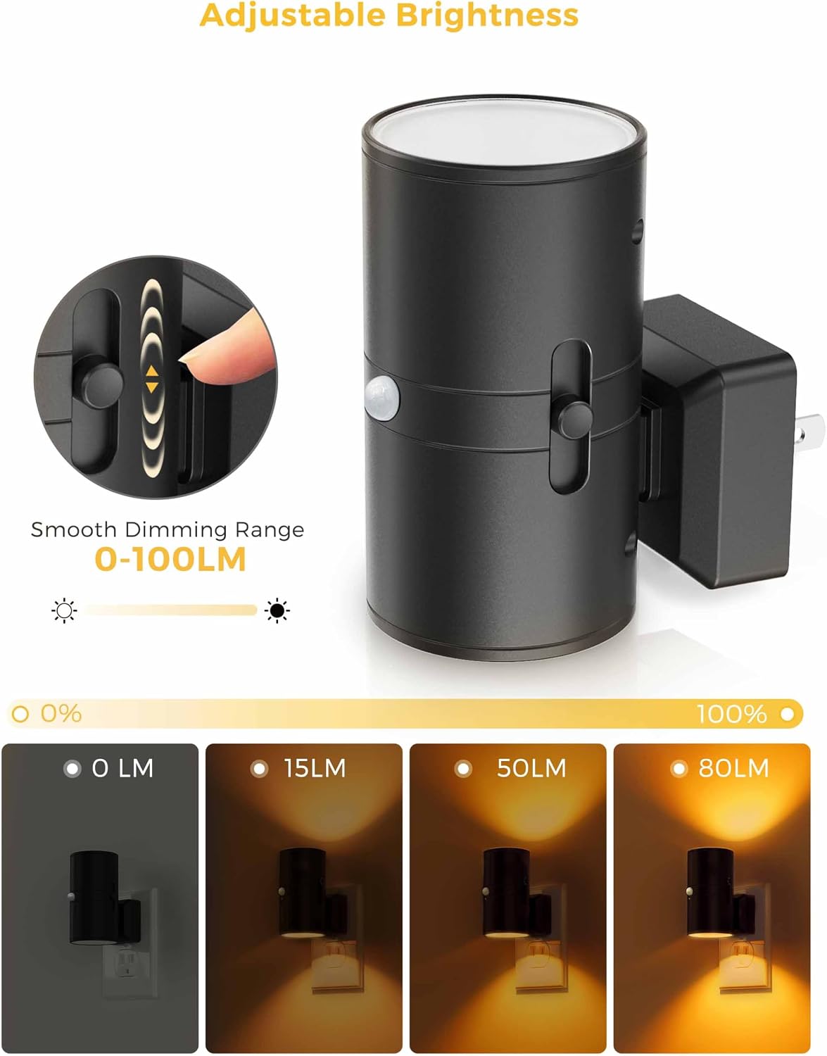 L LOHAS LED Motion Sensor Night Light, Amber Nightlights, [2 Pack] Motion Activated Nightlight, Dimmable Night Light, Yellow Nightlight…
