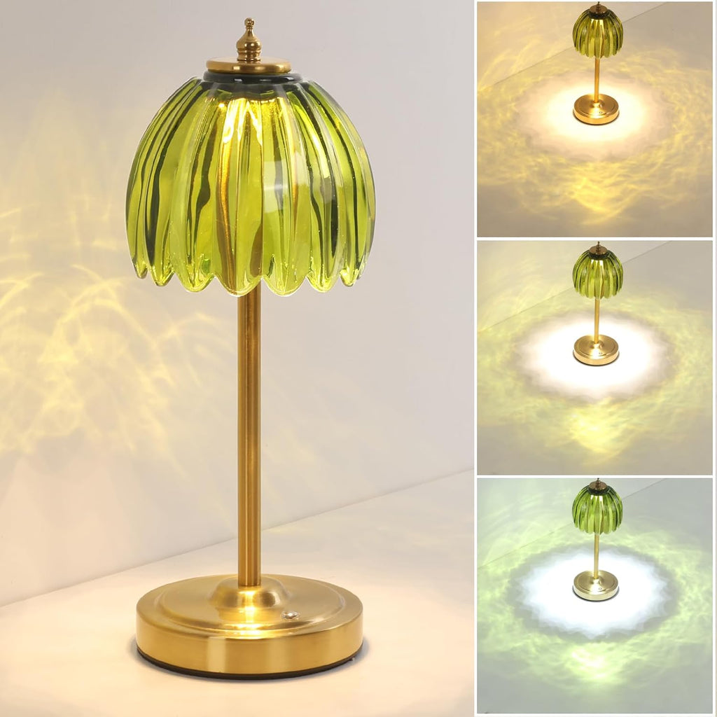 Shenmoyl Tulip Table Lamp with 5000mAh Battery & Touch Control, Cordless Table Lamp with 3 Colors, Dimmable Rechargeable Table Lamps for…