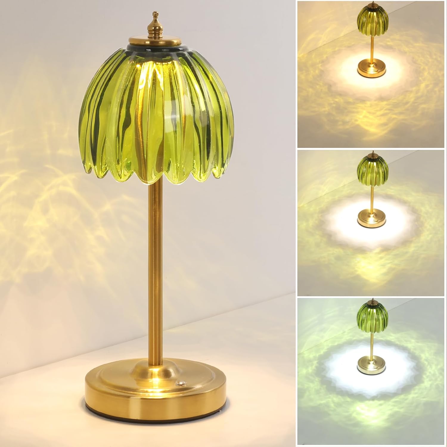 Shenmoyl Tulip Table Lamp with 5000mAh Battery & Touch Control, Cordless Table Lamp with 3 Colors, Dimmable Rechargeable Table Lamps for…
