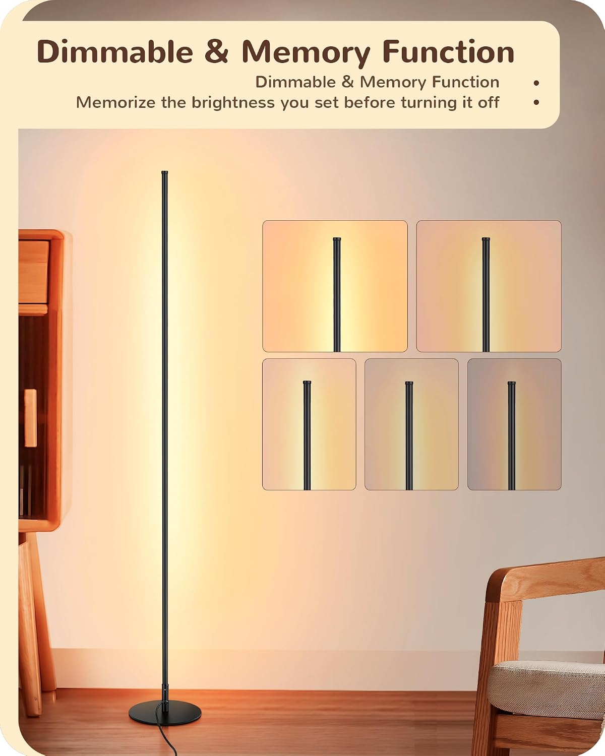 EDISHINE Floor Lamps for Living Room, Remote Control & Foot Switch Corner Floor Lamp, 10%-100% Dimmable Standing Lamp with 7 Color…