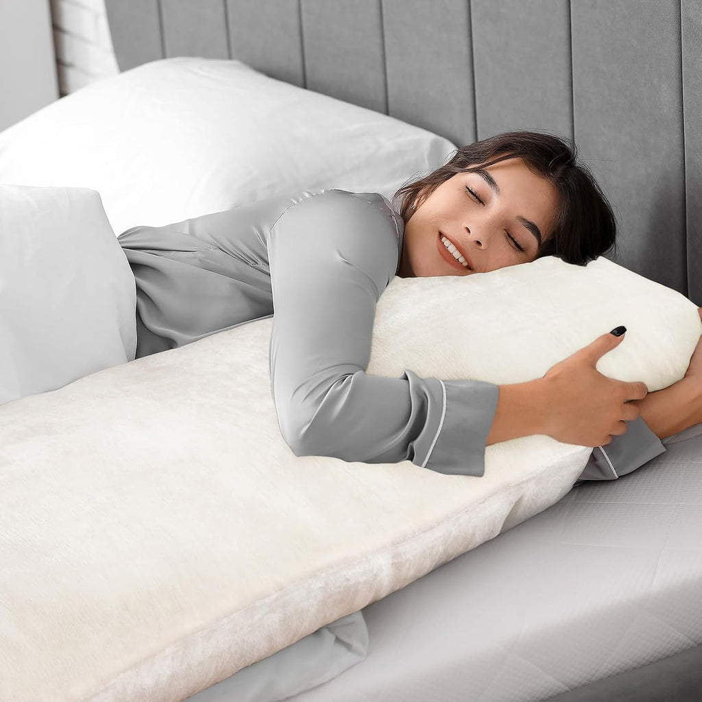 Bedelite Body Pillow Cover with Zipper Closure, Super Soft and Cozy Fuzzy Fleece Pillowcase 20 x 54 Inches, Luxury Fluffy Plush Long Body P…