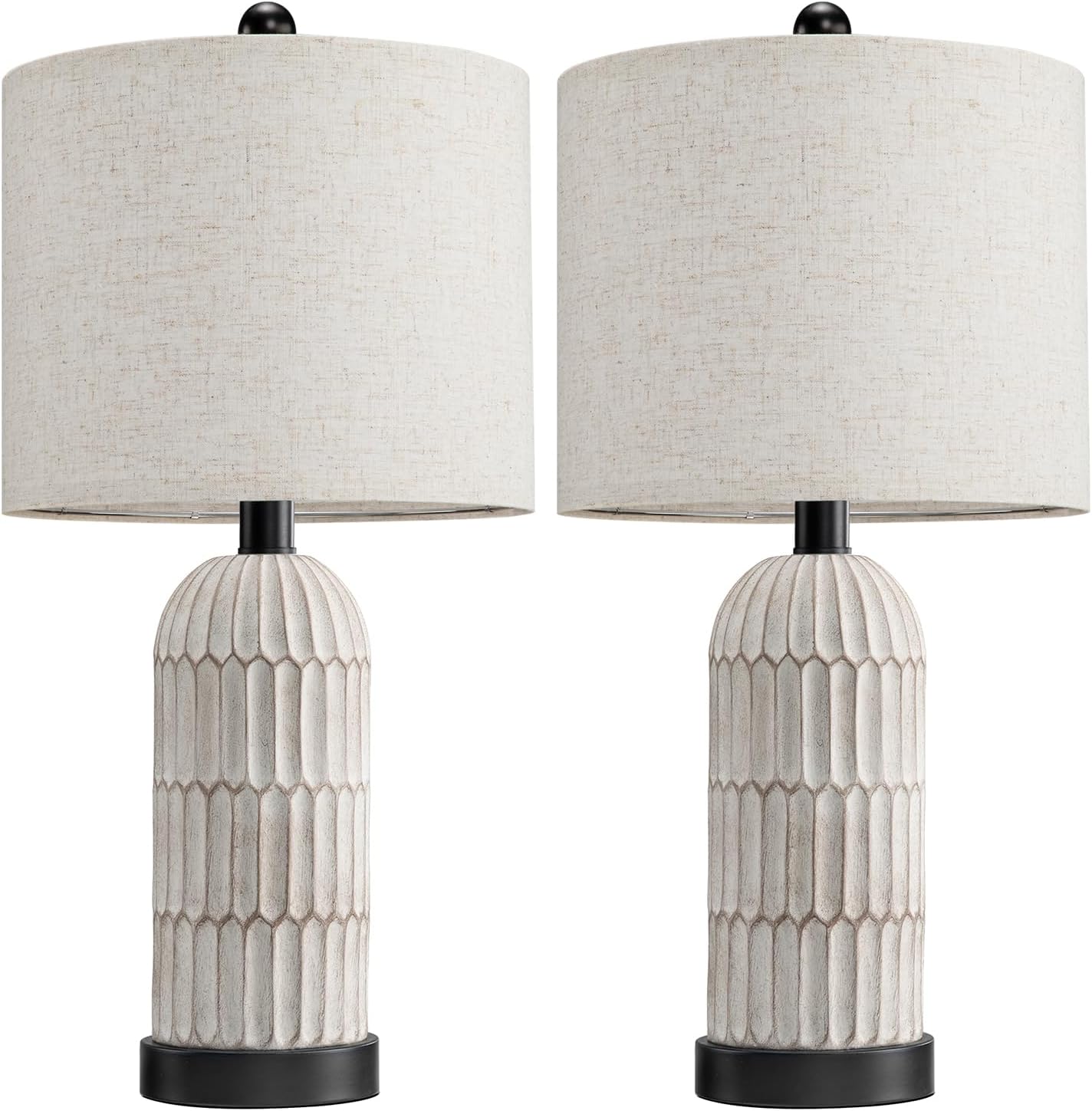 OYEARS 22.5" Bedside Table Lamps Set of 2, Farmhouse Table Lamp with USB A+C Charging Ports, Vintage Nightstand Lamp for Bedrooms and…