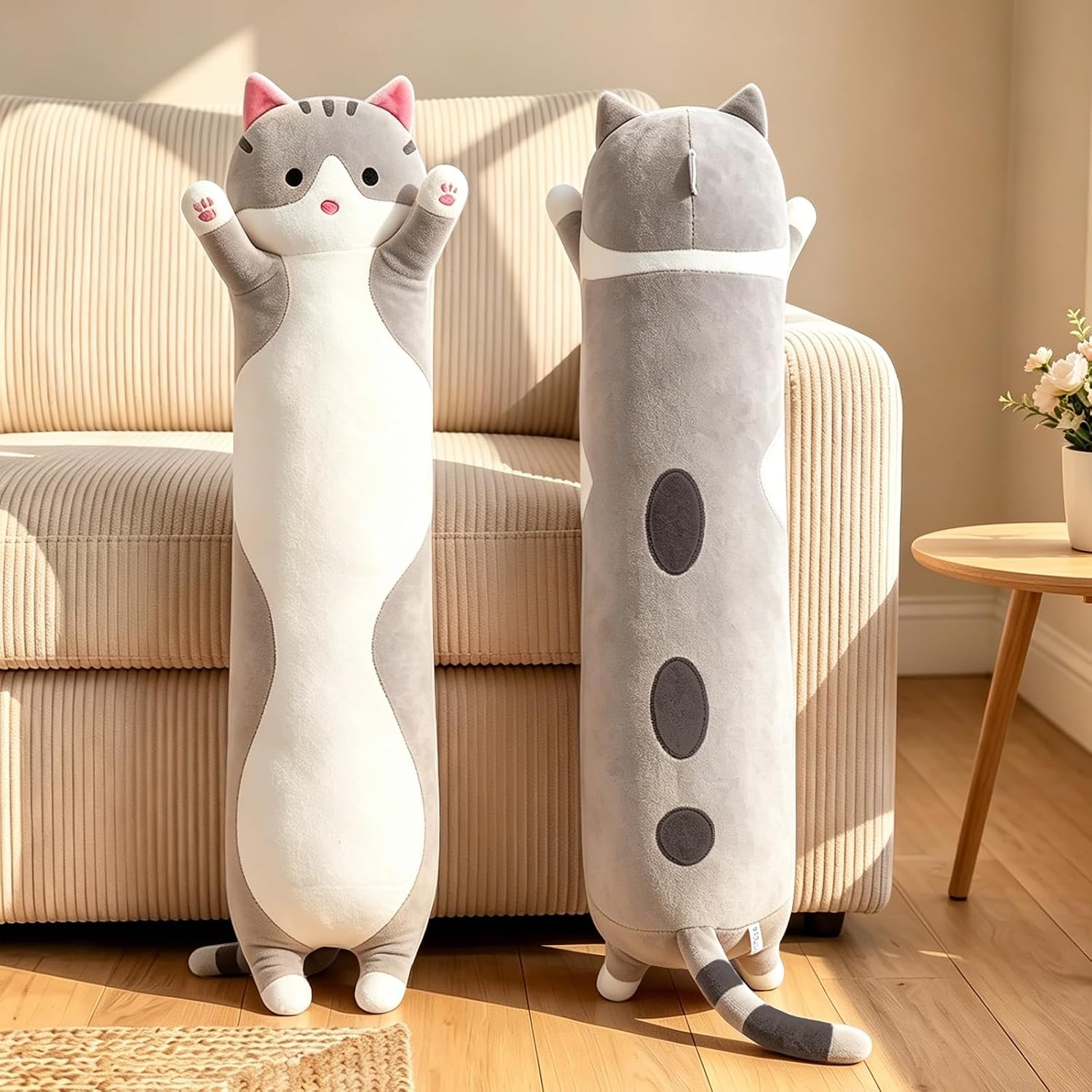 shangman Lovely Plush Cat Doll Cute Cartoon Soft Stuffed Kitten Pillow Long Throw Sleeping Toy Gift for Kids Girlfriend Multiple Size…