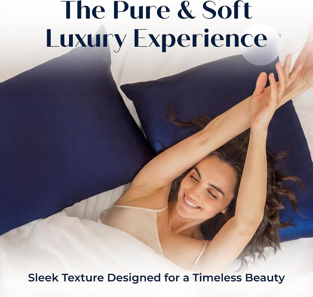 Mulberry Silk Pillowcase – Pure Silk Pillow Cover for Healthier Hair & Smoother Skin – Soft, Breathable and Temperature-Regulating…