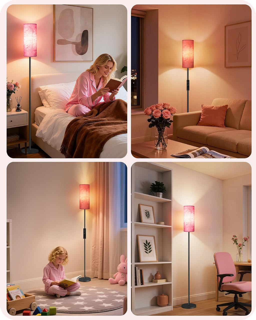 Dimmable Floor Lamps for Living Room with Remote and Foot Switch, 64.4” Modern Standing Tall Lamp, Corner Lamp for Bedroom, Bulb…