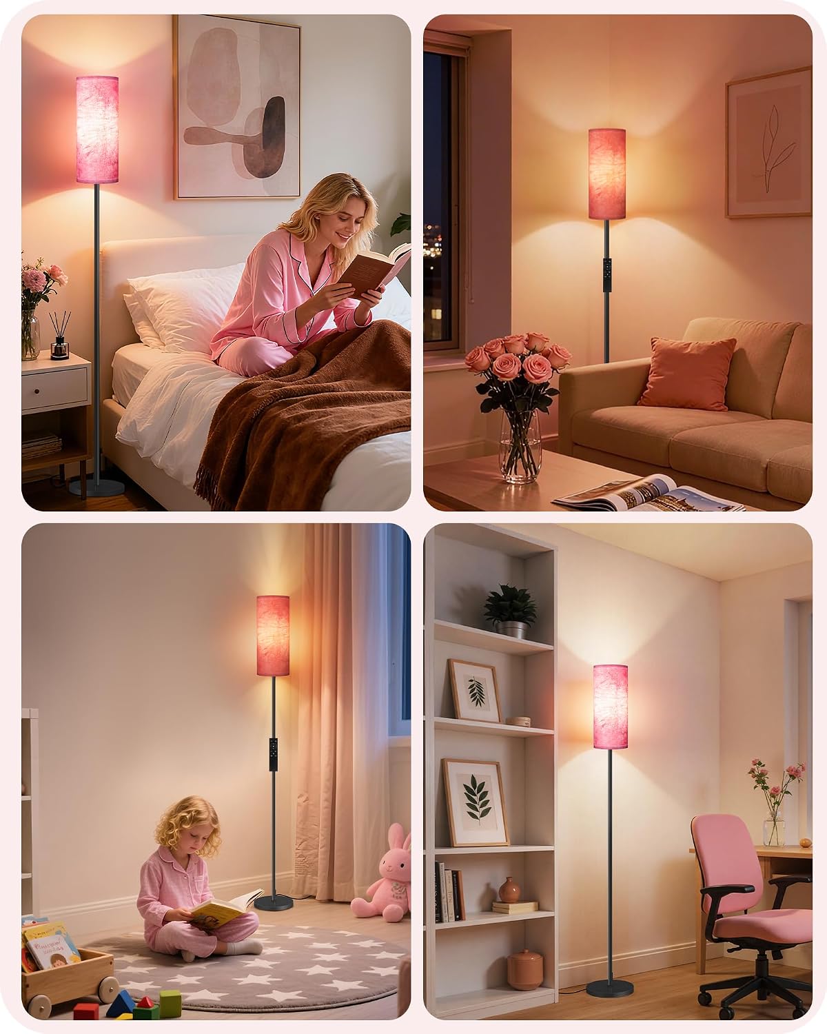Dimmable Floor Lamps for Living Room with Remote and Foot Switch, 64.4” Modern Standing Tall Lamp, Corner Lamp for Bedroom, Bulb…