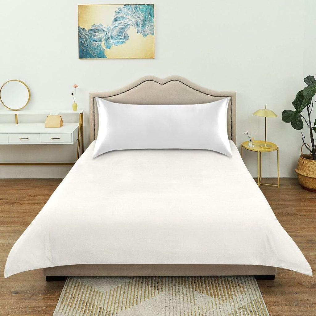 White Color Pillow Covers Silk Pillowcase for Hair and Skin Breathable Soft Satin Pillowcase Queen Size Pillow Case for Women Men Bed Hot…