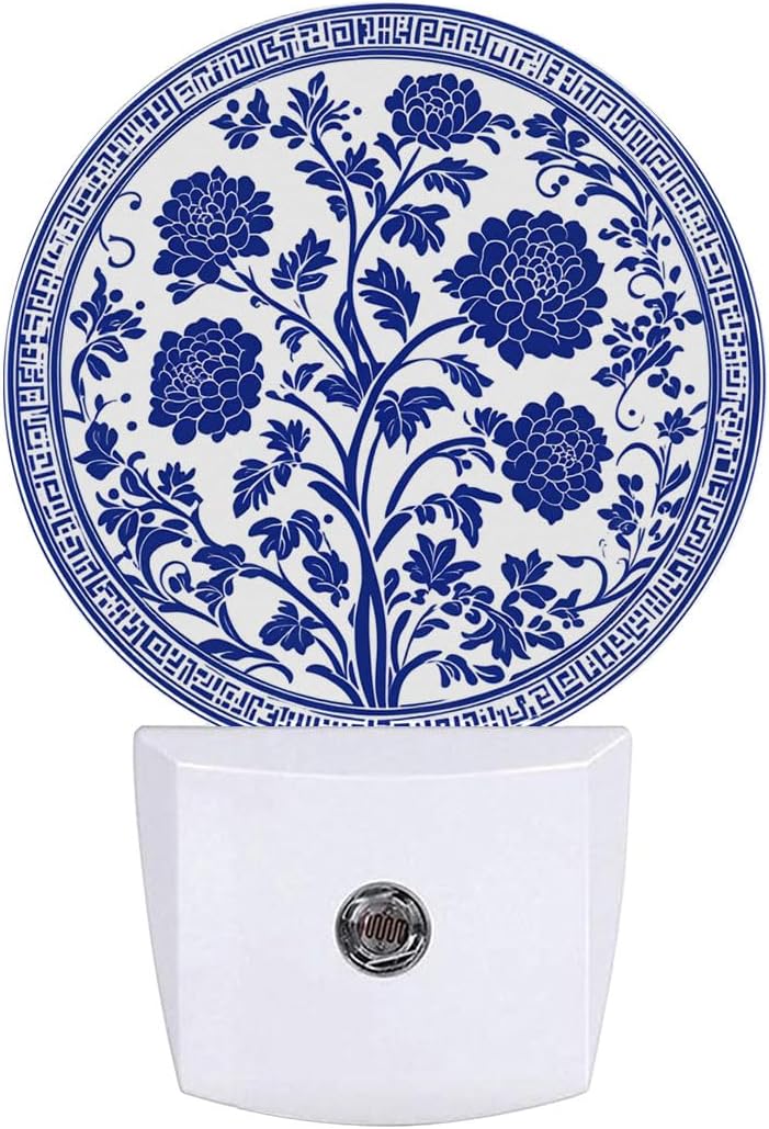 Blue Flower Night Light Auto Sensor Led Dusk to Dawn Lamp Home Decor for Men Women