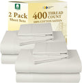 CaliforniaDesignDen California Design Den Pack of 2 100% Cotton Sheet Sets King Size 400 Thread Count Sateen - Soft and Breathable Sheets,…