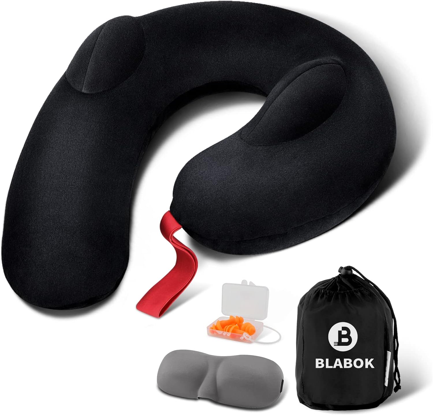 Patented Design Inflatable Travel Neck Pillow – Airplane Neck Pillow with 360° Head & Neck Support, Soft Washable Velvet Cover, Compact…