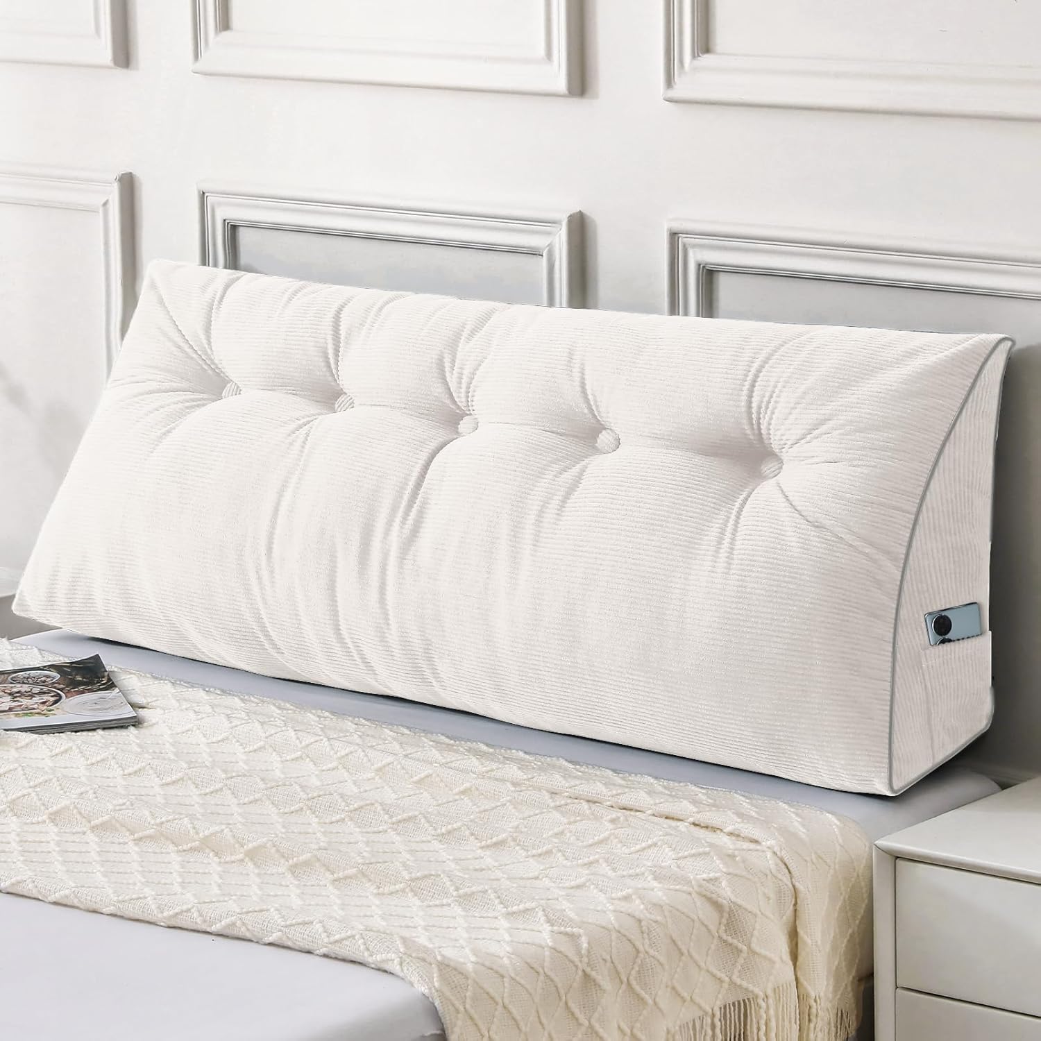 Sasttie Headboard Pillow Full, Wedge Pillow Headboard for Sitting Up in Bed, Back-Rest Support Triangular Cushion for Reading - Features Re…