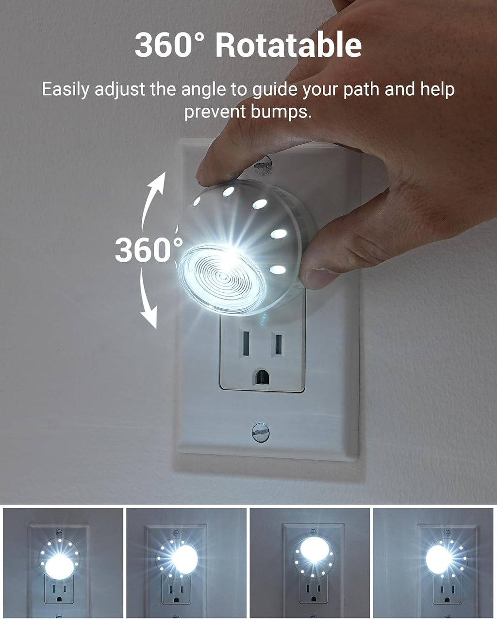DEWENWILS Plug in Night Lights into Wall, Dusk to Dawn Sensor, 360° Rotating, Directional LED Nightlights for Kids, Nursy, Hallway…