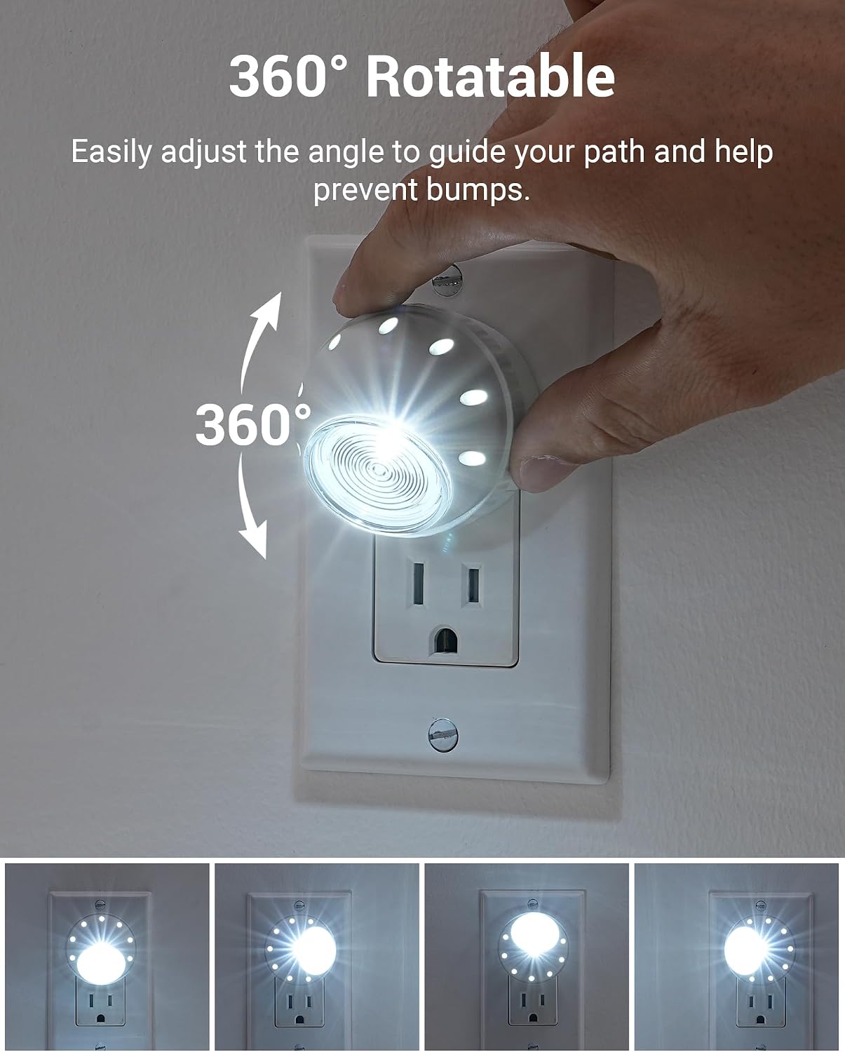 DEWENWILS Plug in Night Lights into Wall, Dusk to Dawn Sensor, 360° Rotating, Directional LED Nightlights for Kids, Nursy, Hallway…