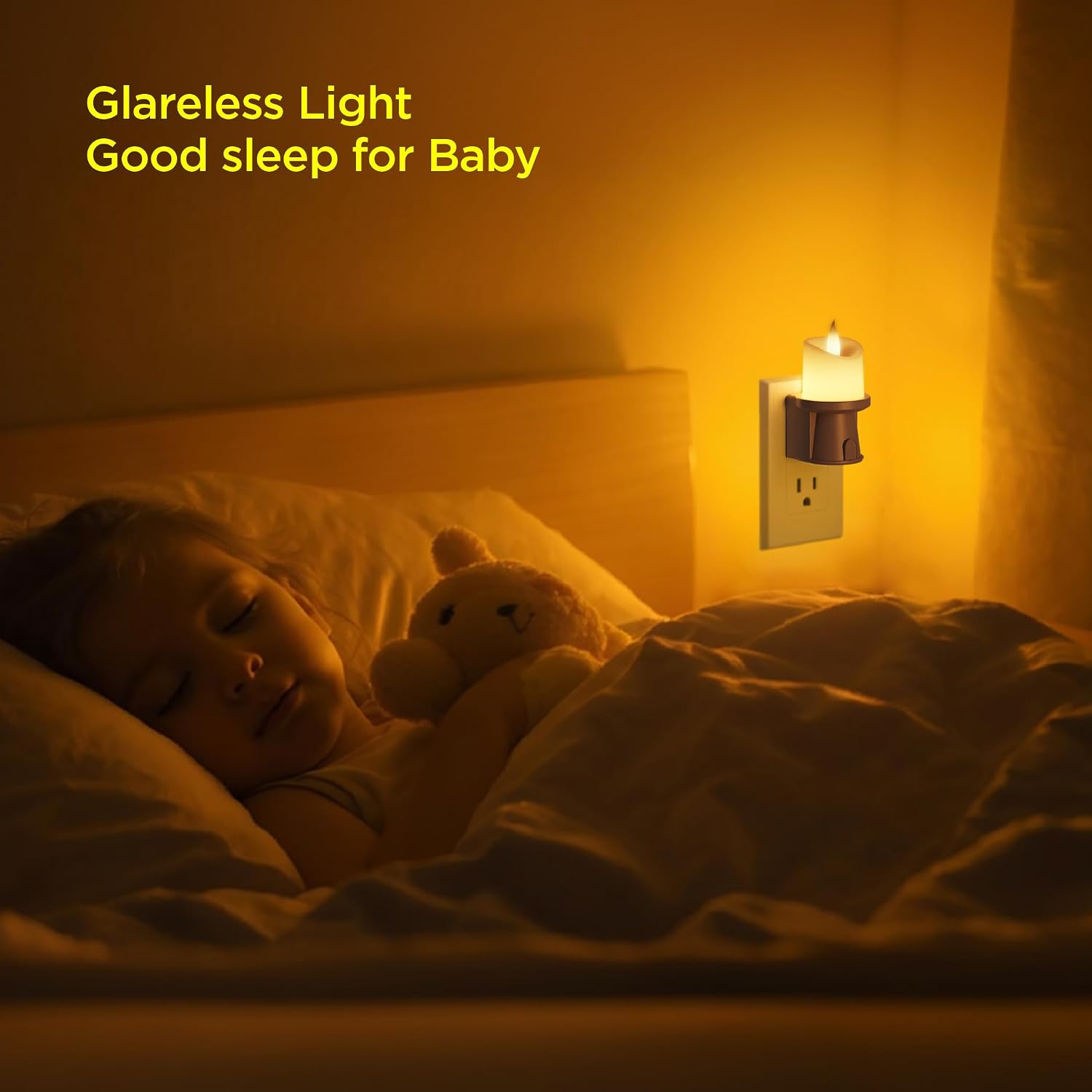 2-in-1 Plug in Night Light (4 Pack) - Dual Mode: Auto Sensor & Remote Timer - Boho Neutral Beige Candle Nightlight for Nursery, Bedroom…