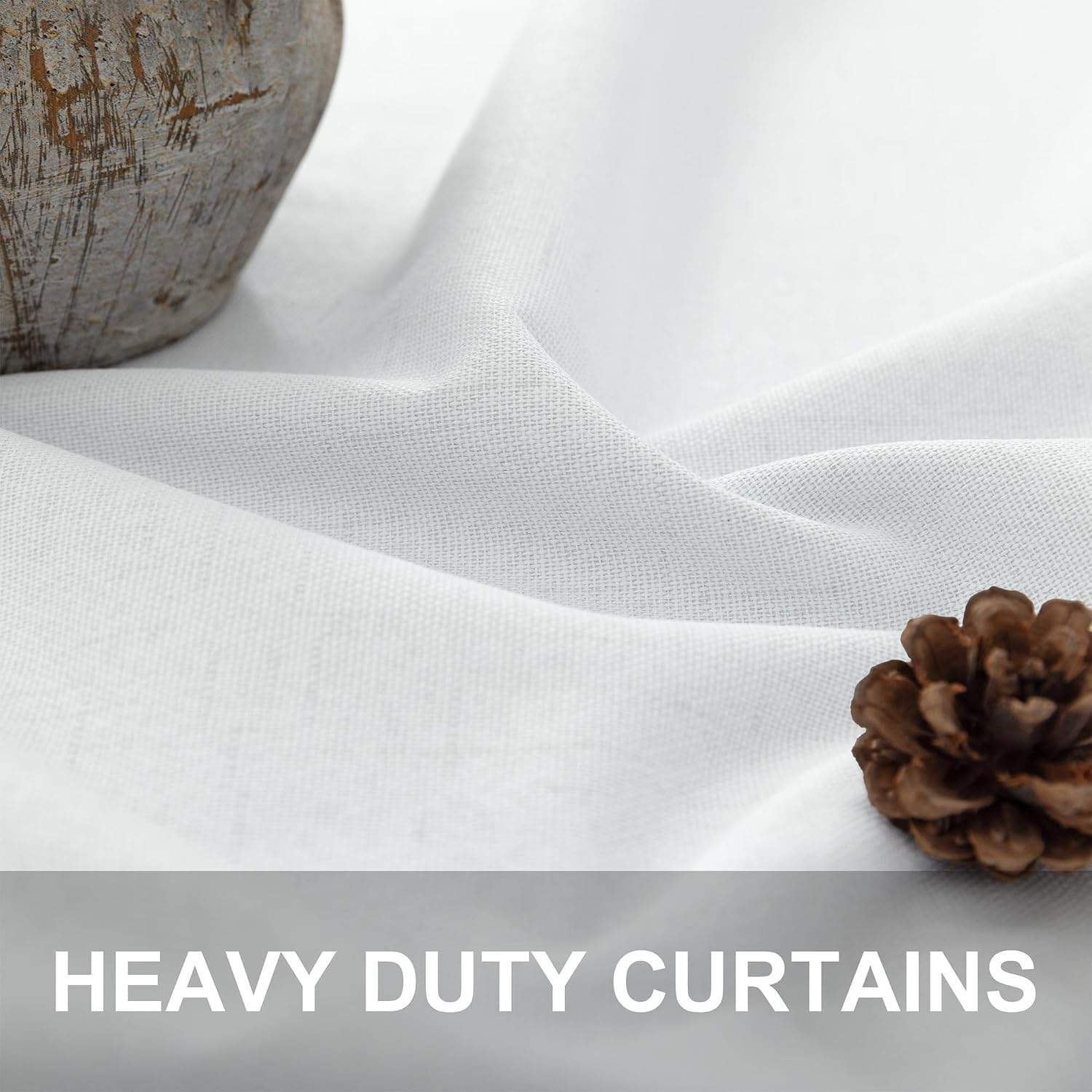 Pitalk Elegant Curtains for Living Room 102 Inch Long Faux Linen Back Tab Rod Pocket Full Blackout Viral Curtains for Sliding Glass Door Nu…