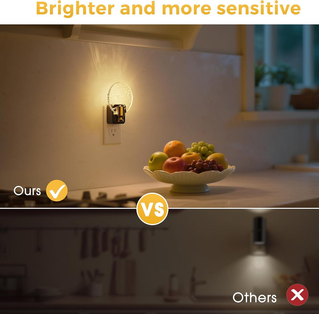 L LOHAS LED Night Lights Plug into Wall, Dusk to Dawn Sensor, 3000K Soft White LED, 180° Rotating Acrylic Bubble Nightlight, 0-100lm…