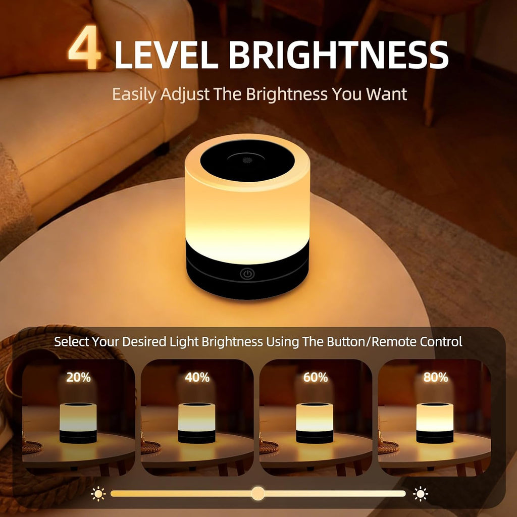Portable Night Light for Kids, USB Rechargeable Small Desk Lamp,13 RGB Colors & 4 Brightness & 1 Remote, Touch Bedside Table Lamp for…