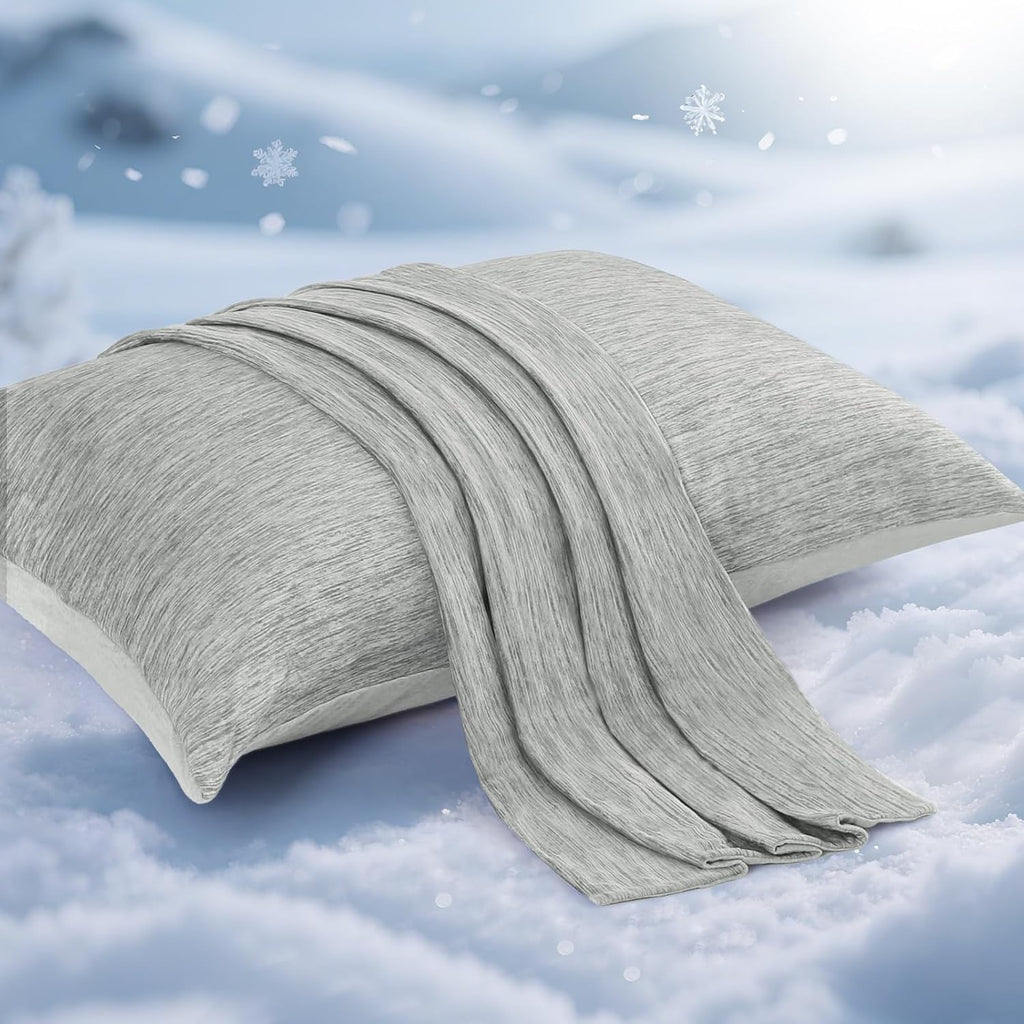 Elegear Cooling Pillow Cases for Hot Sleepers, Japanese Q-Max 0.5 Cooling Pillowcases, Both Sides(Cooling/Cotton), Breathable Soft Pillowca…