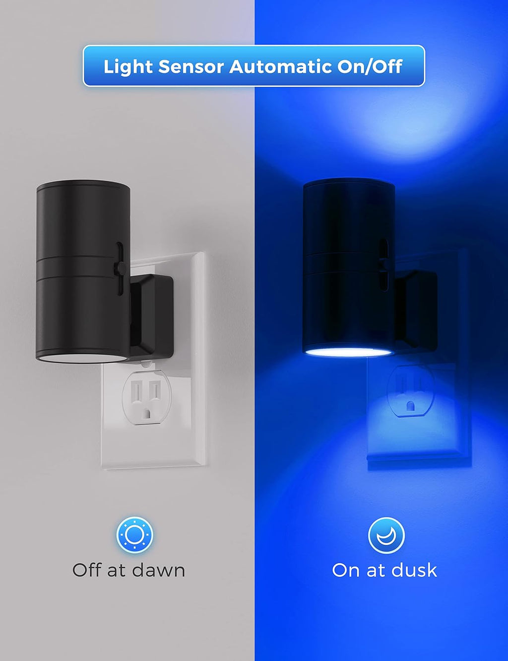 L LOHAS LED Calm Blue Night Light, Night Lights Plug into Wall, Dimmable Nightlight with Light Sensor, LED Nightlights for Bluey Home…
